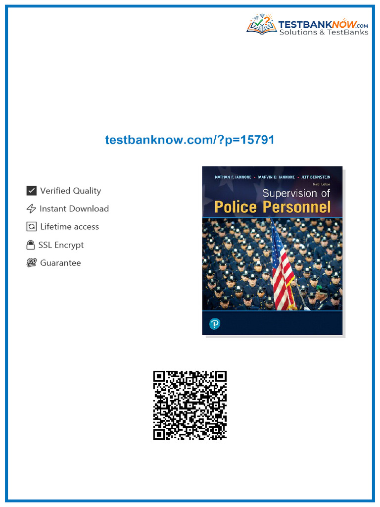 Test Bank For Supervision of Police Personnel, 9th Edition, Nathan F ...