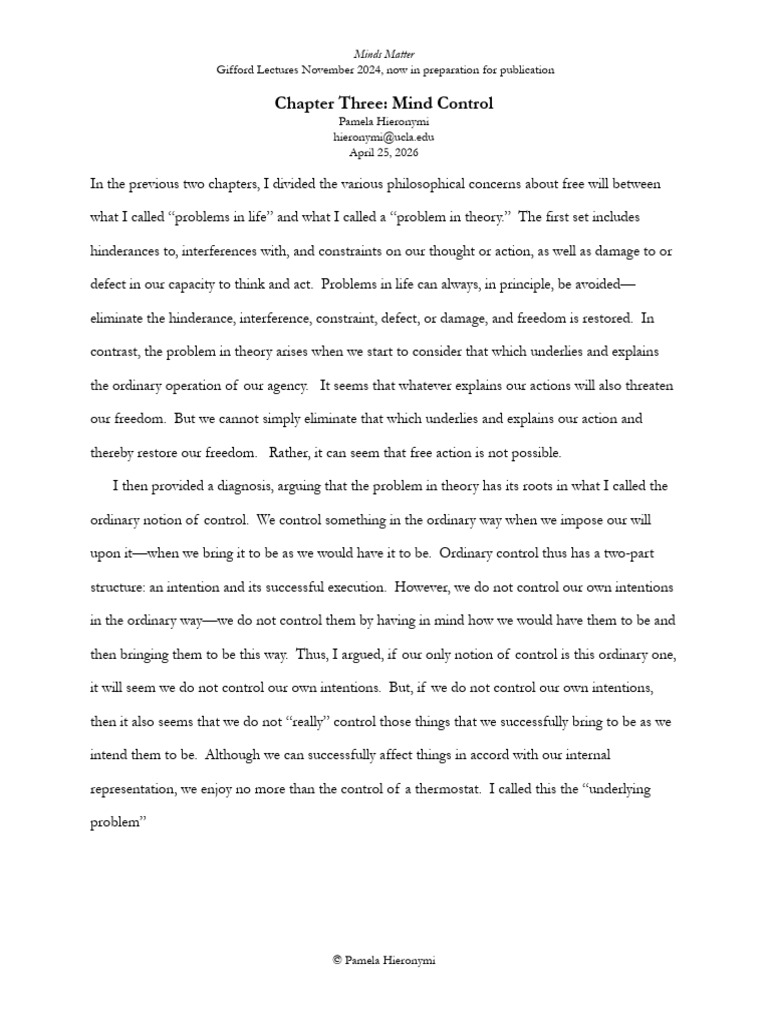 Chapter 3 - Mind Control | PDF | Intention | Reason