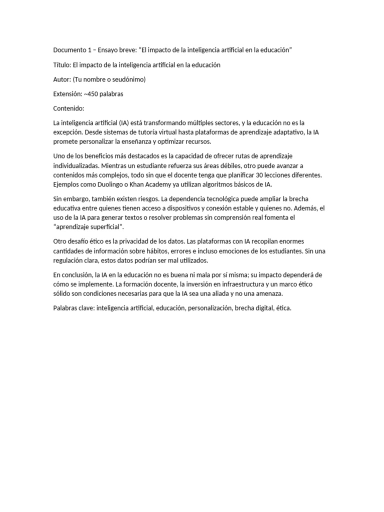 El Impacto de La Inteligencia Artificial en La Educación | PDF