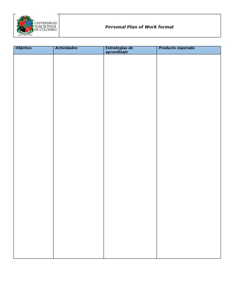 Personal Plan of Work Format (1) | PDF