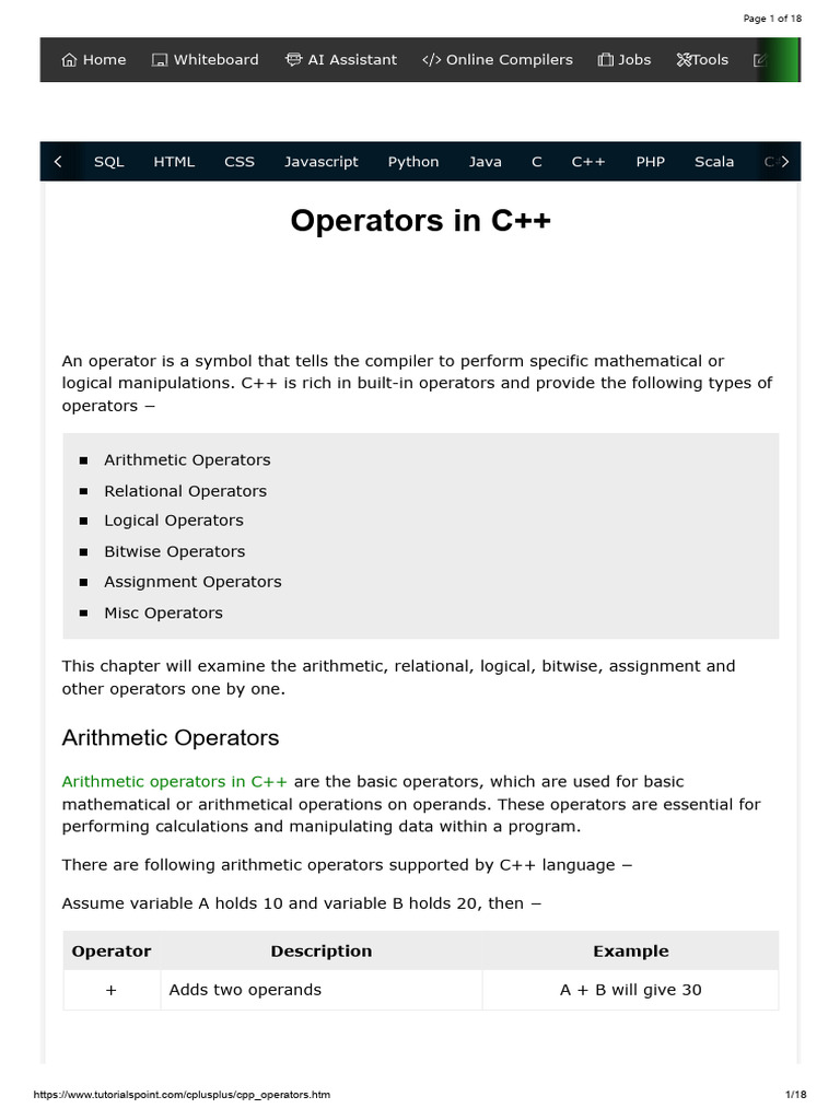 TP C++ Operators | PDF