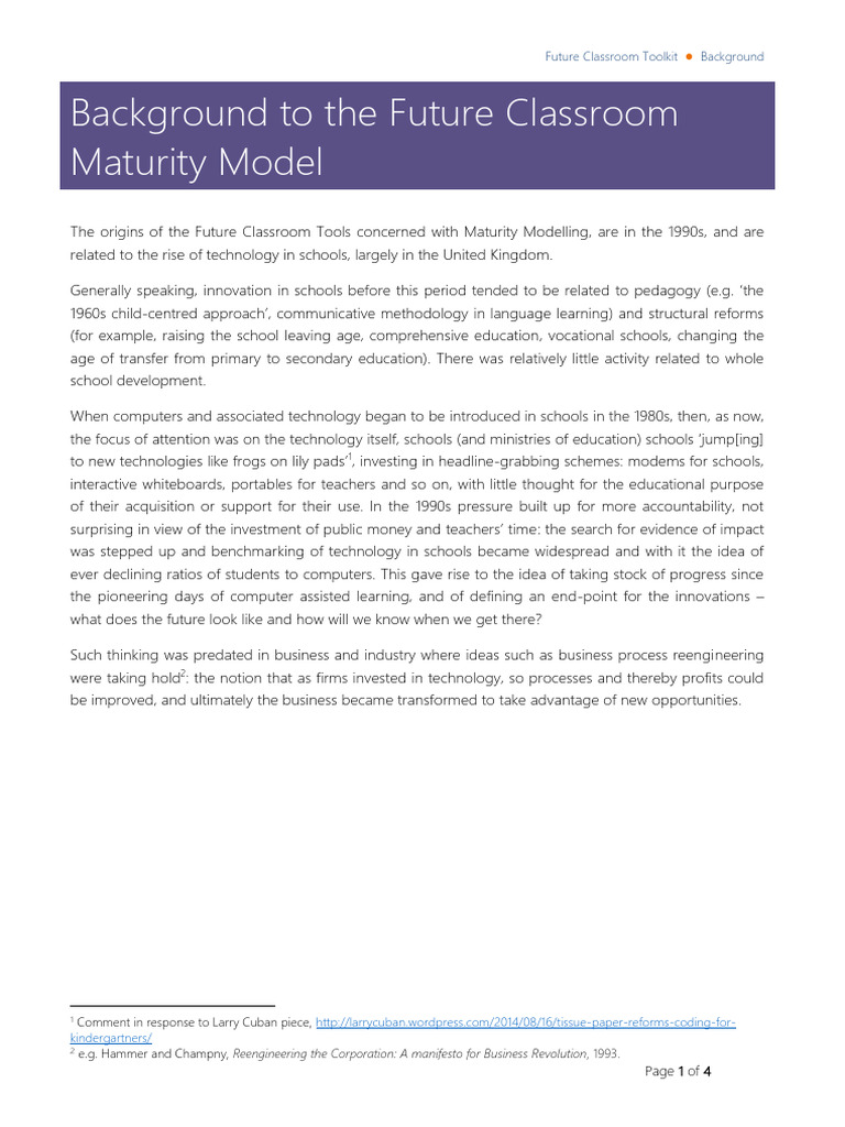 2.4 - Maturity Model Background | PDF | Innovation | Teachers