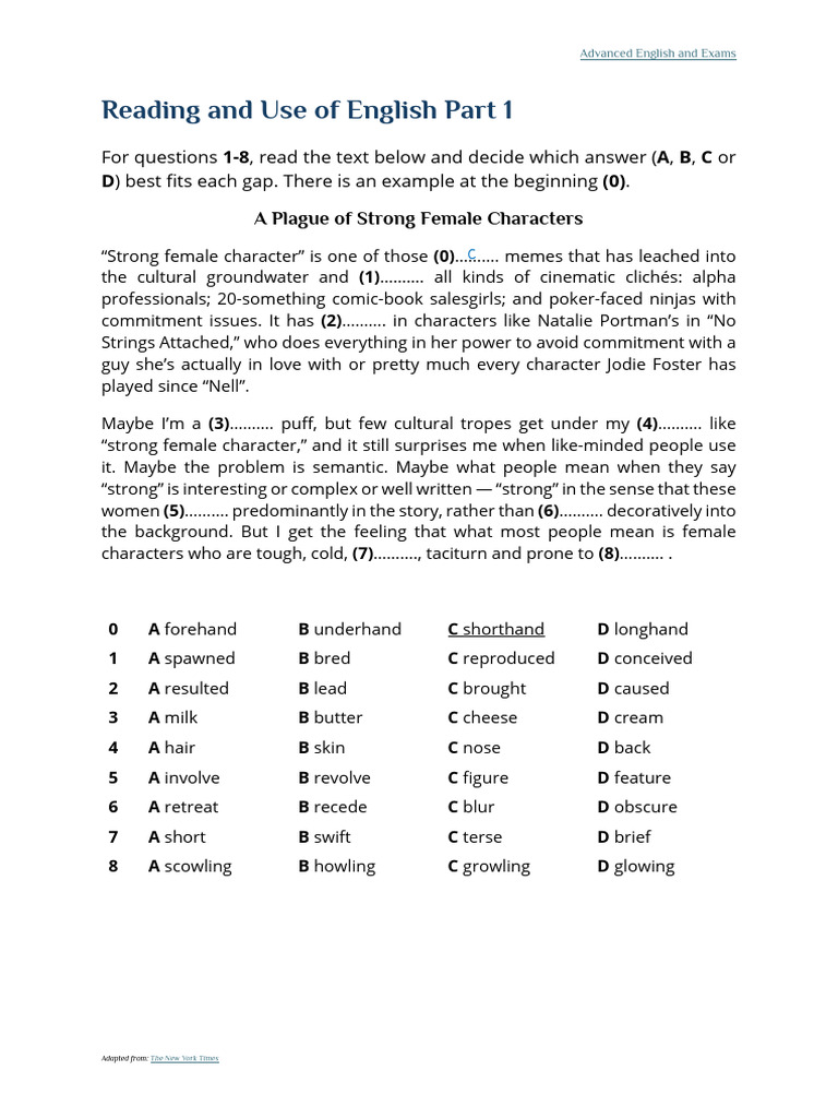 Reading and Use of English_A Plague of Strong Female Characters | PDF