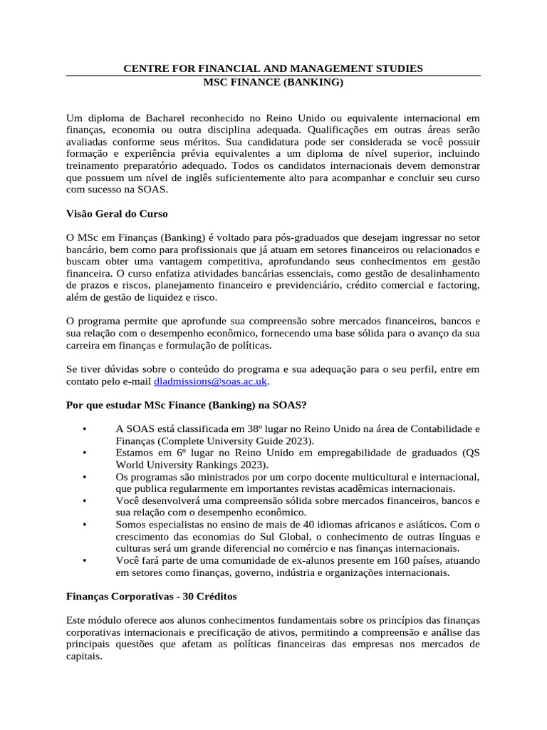 Centre For Financial and Management Studies | PDF