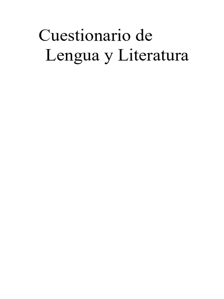 Cuestionario de Lengua y Literatura | PDF | Palabra | Asunto (gramática)
