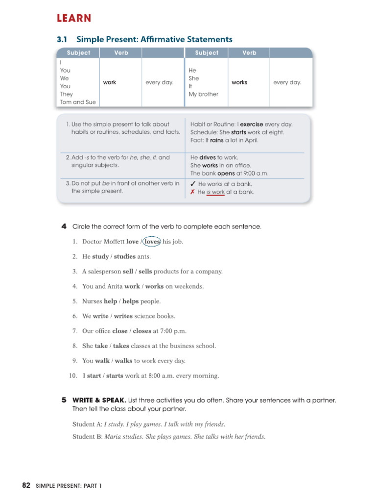Simple Present Material | PDF