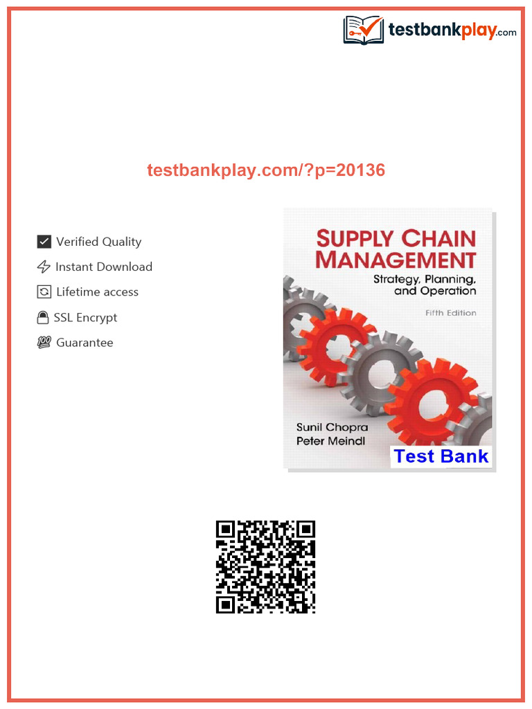 Supply Chain Management 5th Edition Chopra Test Bank updated 2026 | PDF ...