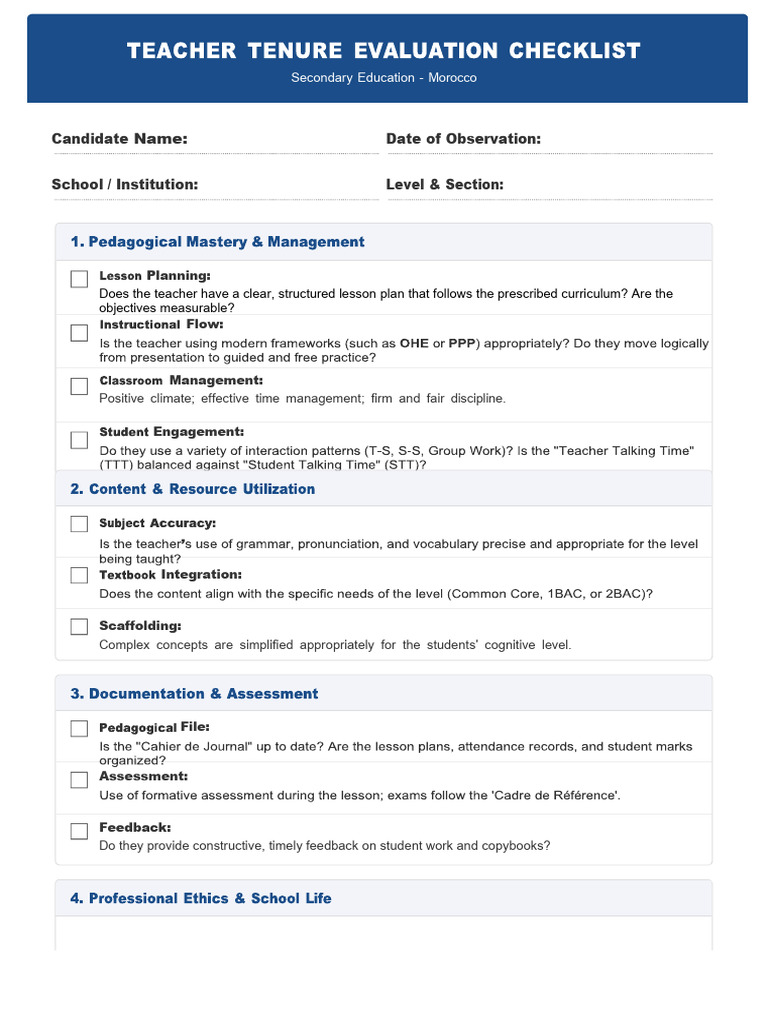 Tenure Panel Checklist | PDF