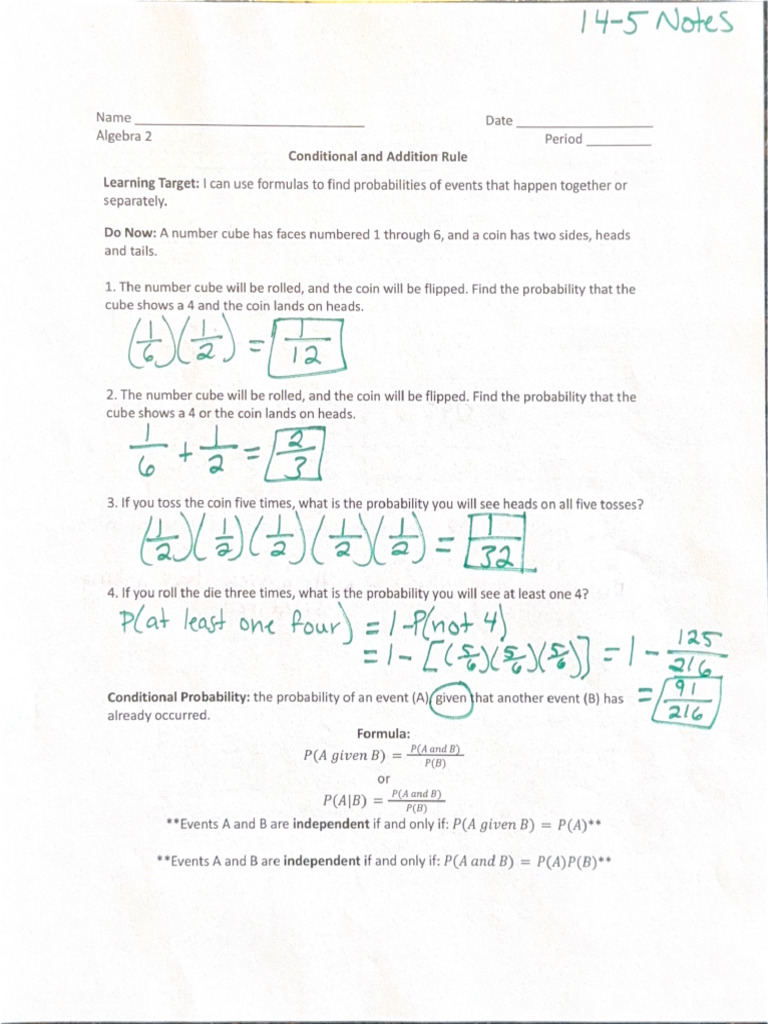 14-5 Notes Answer Key | PDF