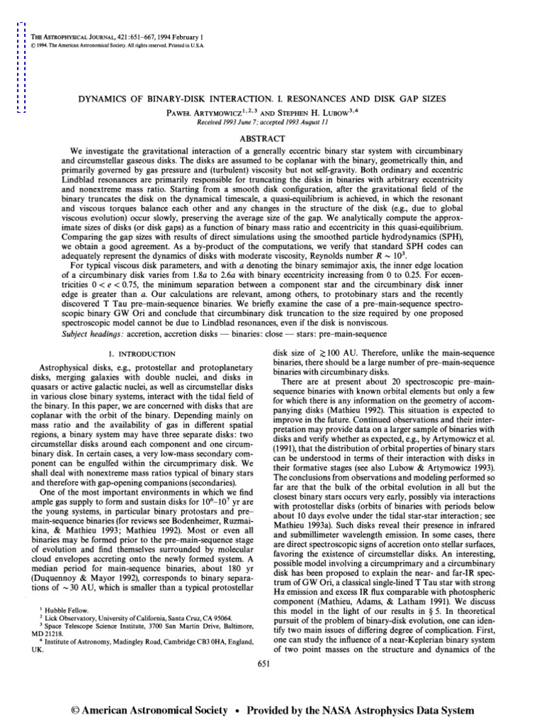 Artymowicz 1994 | PDF