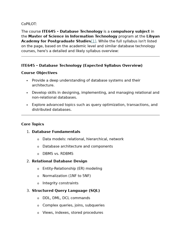 ITE645 Database Technology 260404 | PDF | Databases | No Sql