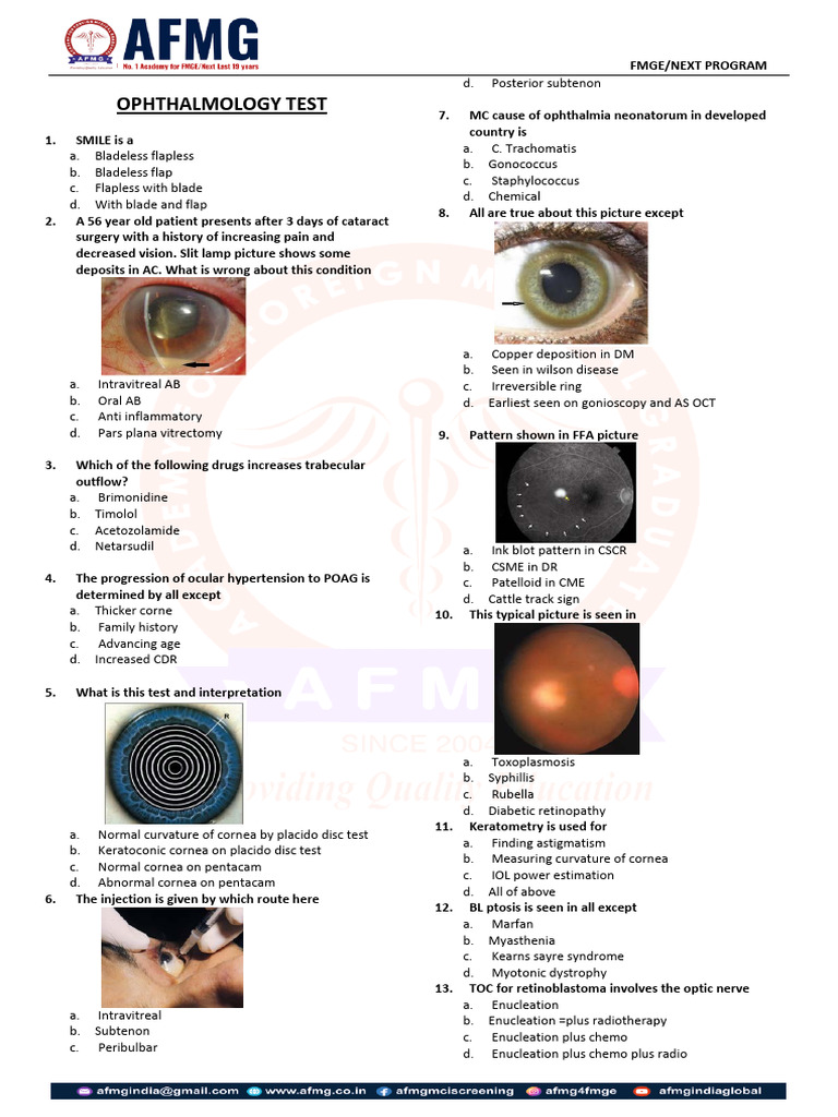 Afmg Optha Test | PDF | Glaucoma | Ophthalmology