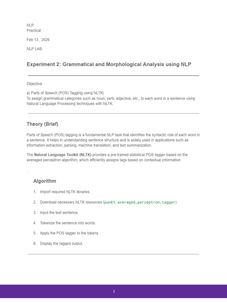 exp2 | PDF | Part Of Speech | Word
