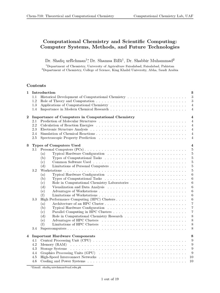 Computational Chemistry and Scientific Computing | PDF | Computational ...