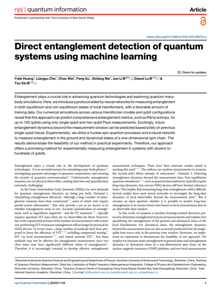 2025-Direct Entanglement Detection of Quantum Systems Using Machine ...