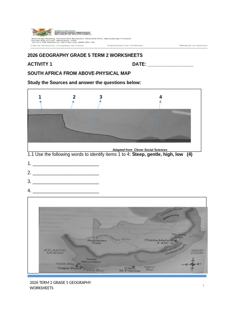 2026 Grade 5 Term 2 Geography Worksheets - 124457 | PDF | Physical