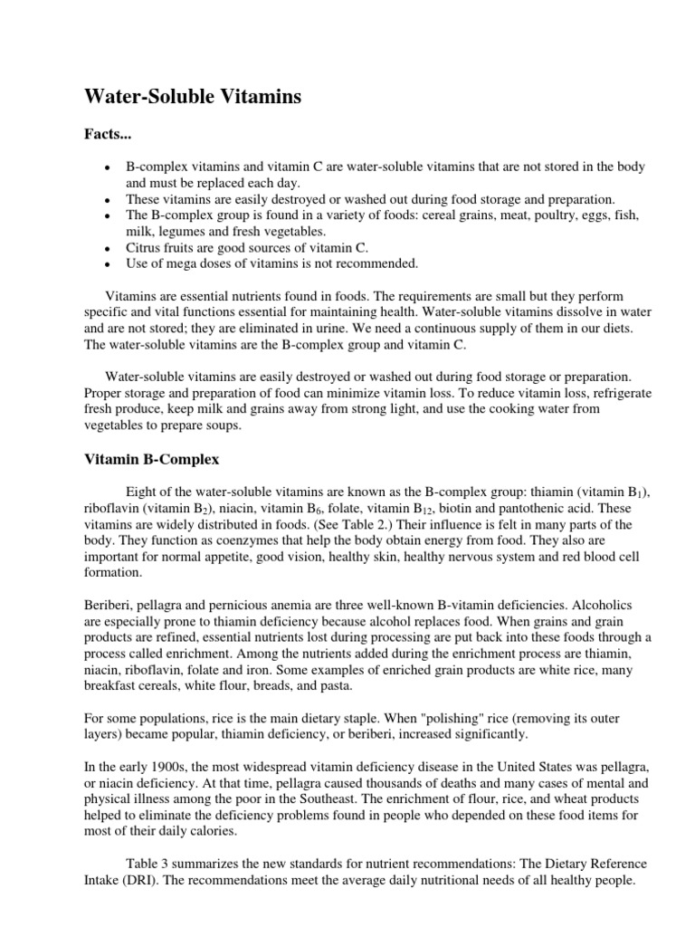 Water Soluble Vitamins Pdf Vitamin Vitamin C
