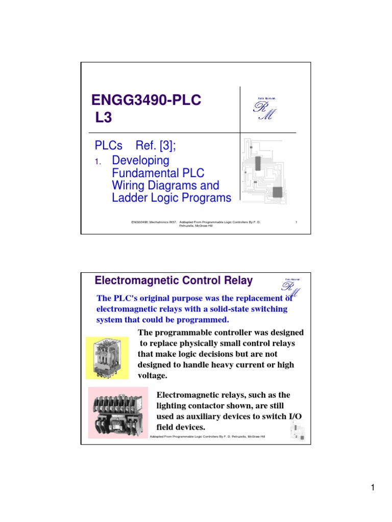 Engg3490 PLC l3 | PDF | Relay | Programmable Logic Controller