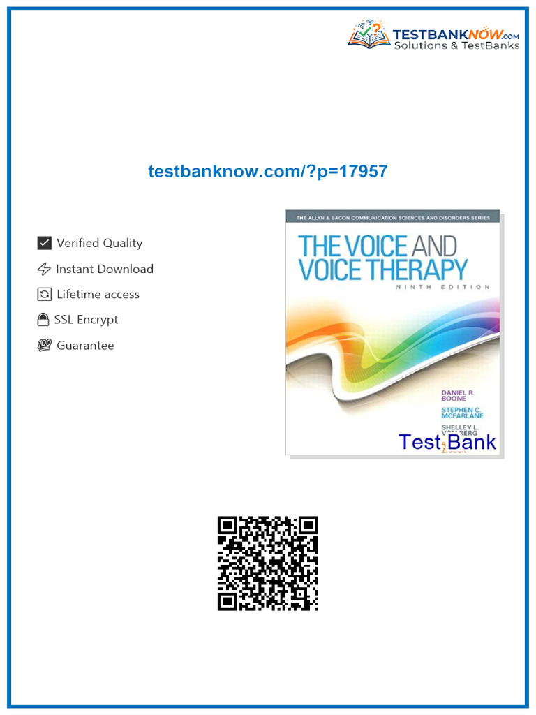 Voice And Voice Therapy 9th Edition Boone Test Bank available full ...