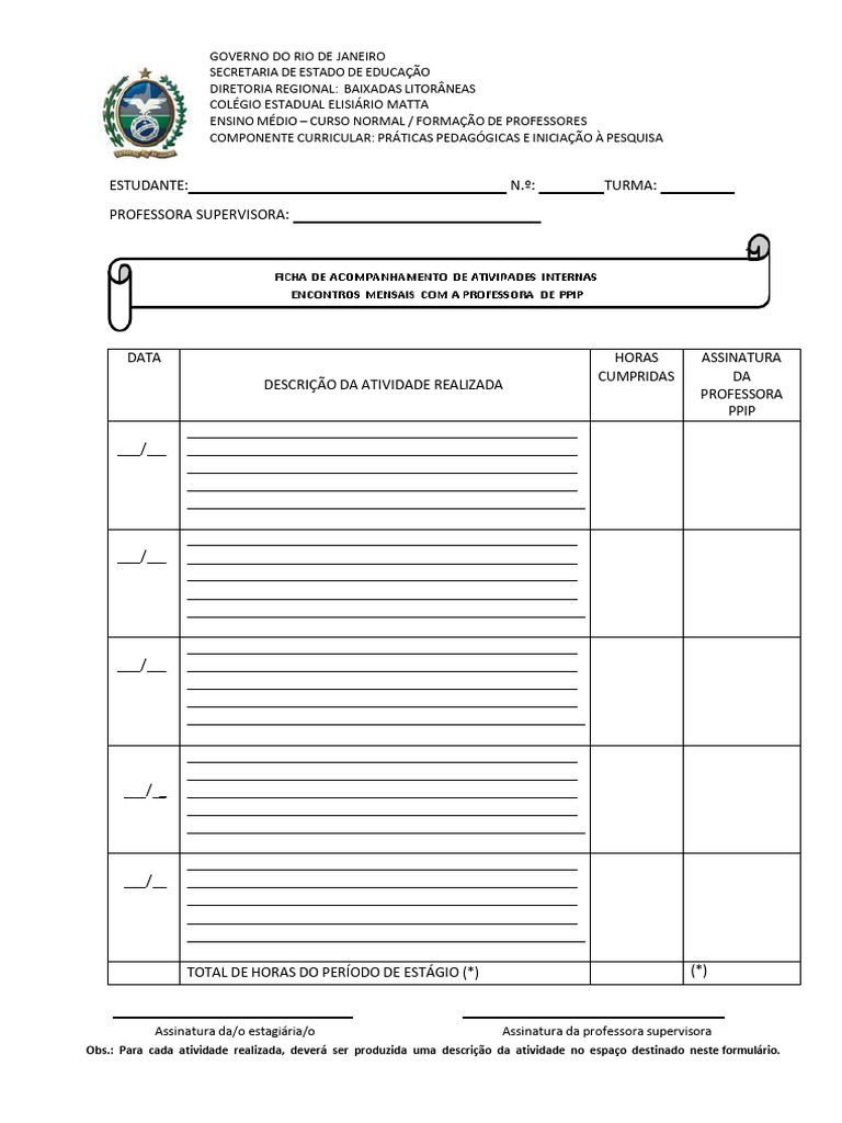 Ficha de Acompanhamento Do Professor | PDF