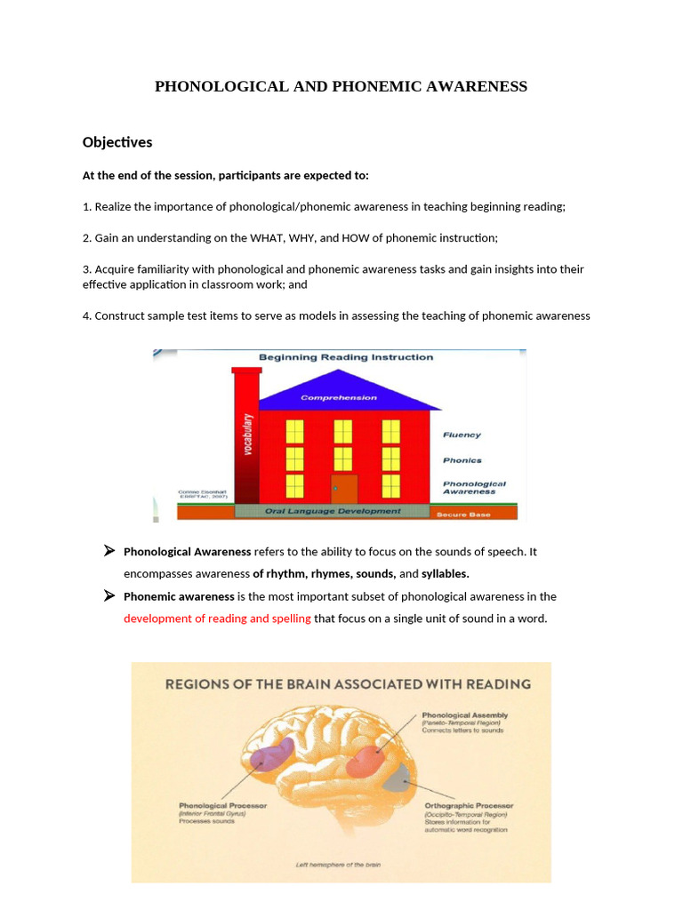PHONOLOGICAL AND PHONEMIC AWARENESS | PDF | Syllable | Applied Linguistics