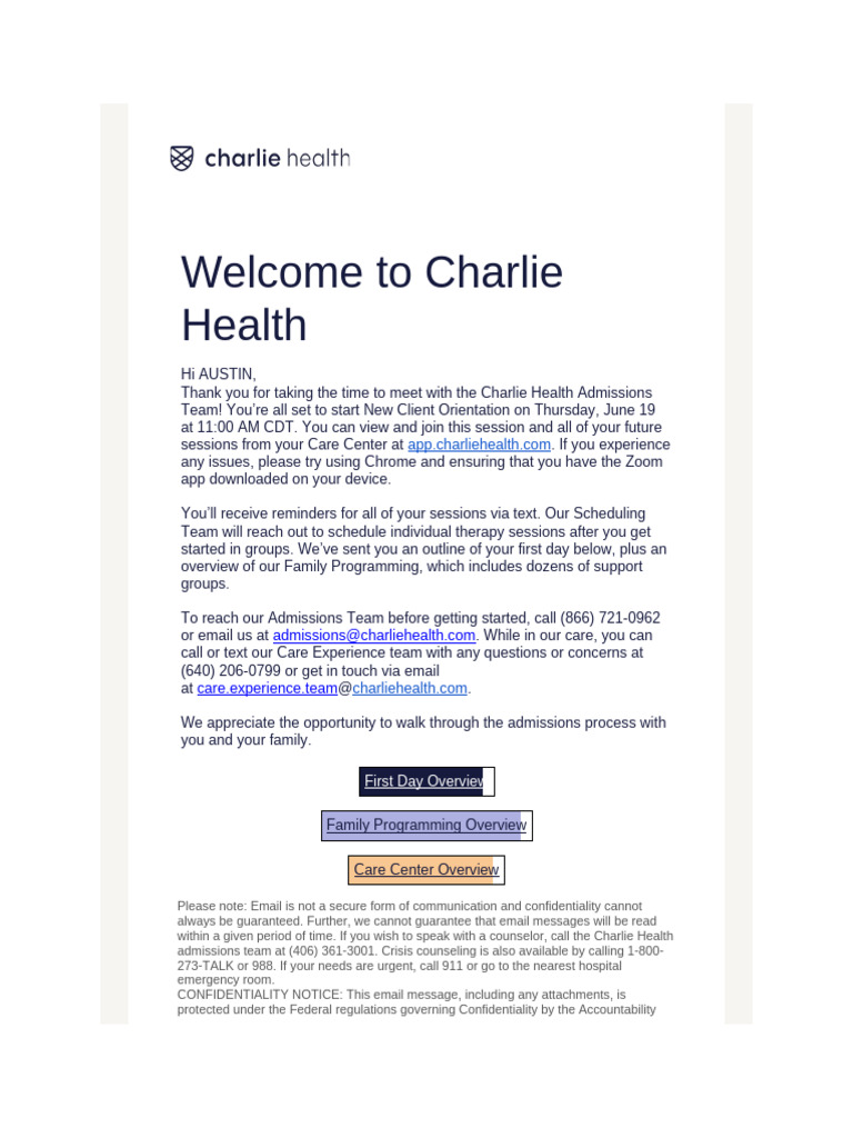 Welcome to Charlie Health | PDF | Psychotherapy | Health Care