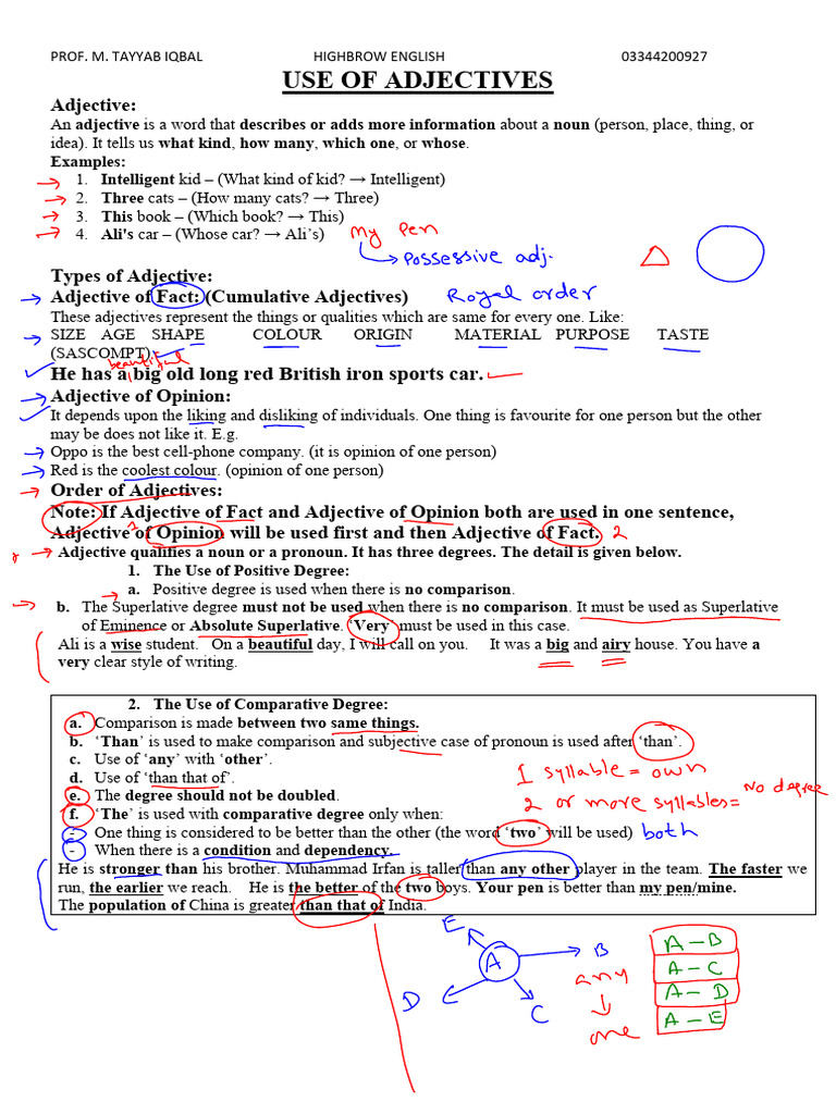 Use of Adjectives Batch April 26 | PDF | Adjective | Linguistics