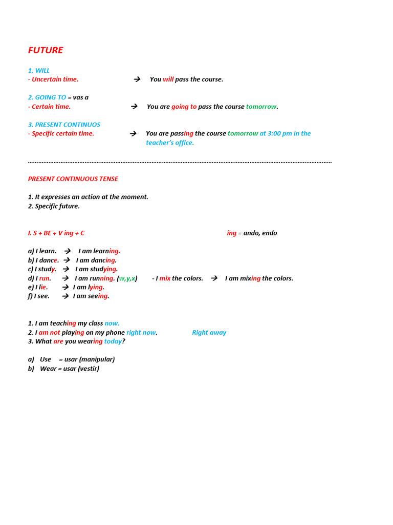 Present Continuous Tense II | PDF
