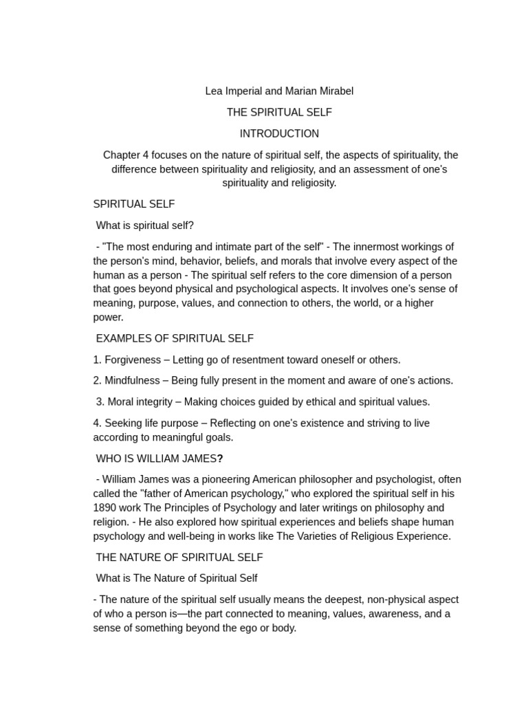 The Spiritual Self | PDF | Spirituality | Ātman (Hinduism)