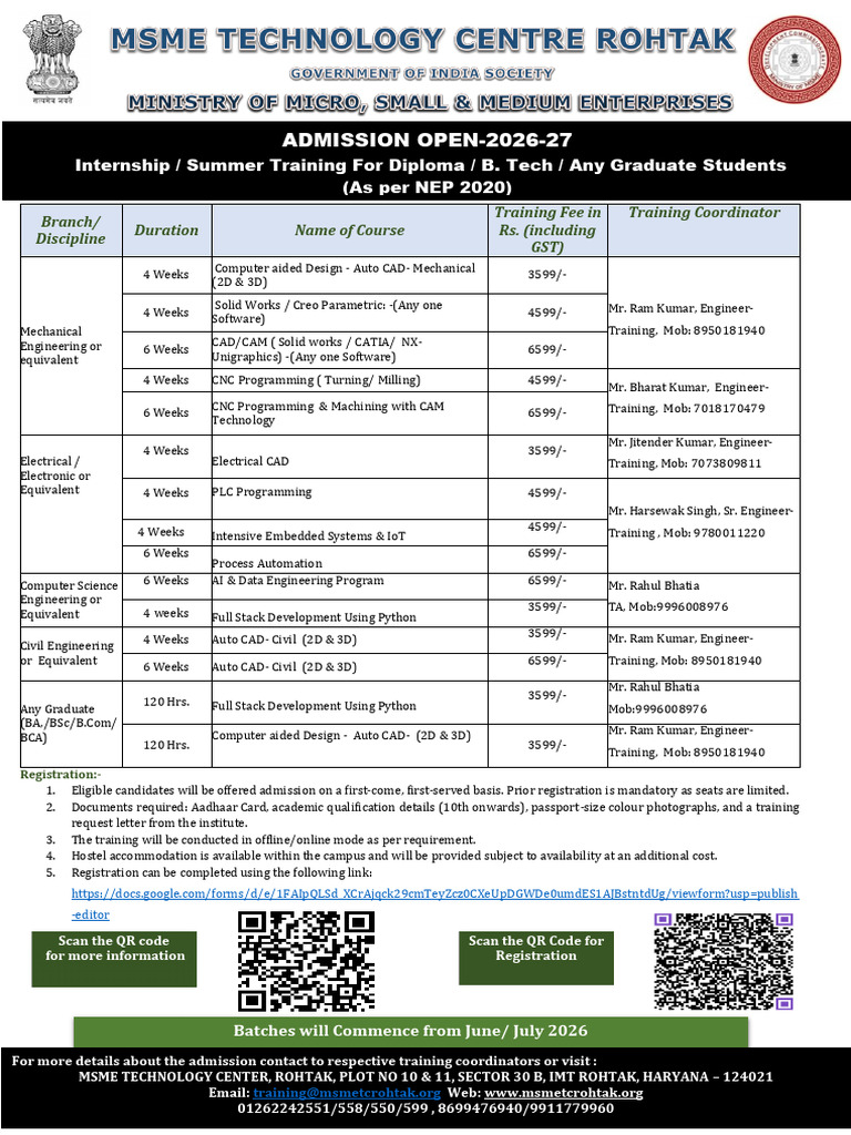 MSME TC Rohtak _Summer Internship | PDF | Computer Aided Design ...