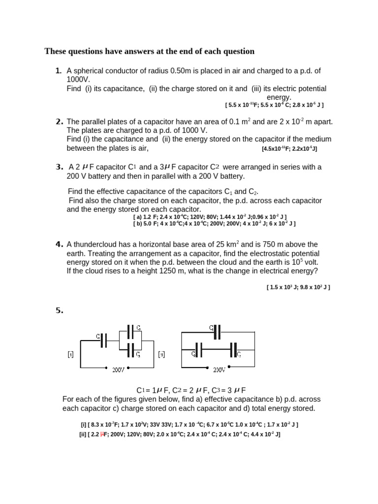 Capacitor 2025 Problem Sheet | PDF | Capacitor | Capacitance