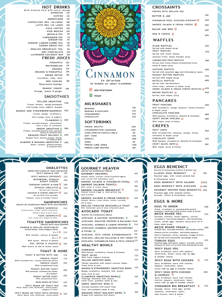 Cinnamon Breakfast Menu Final - 2025 | PDF | Foods | Cuisine