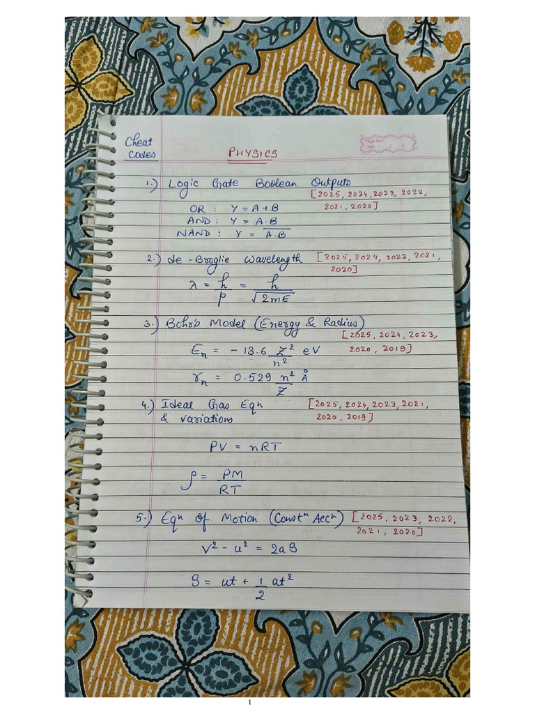 Physics Cheat Codes | PDF