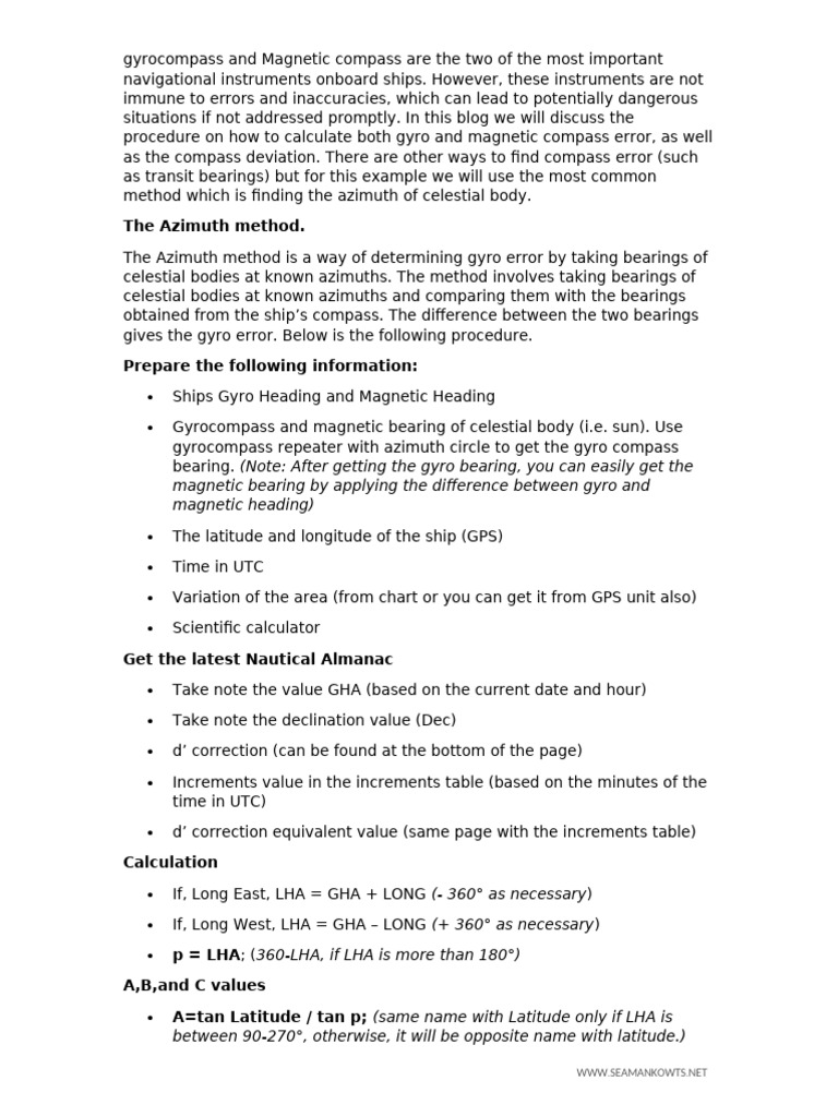 Compass Error and Deviation Calculation Sheet | PDF | Compass | Magnetism