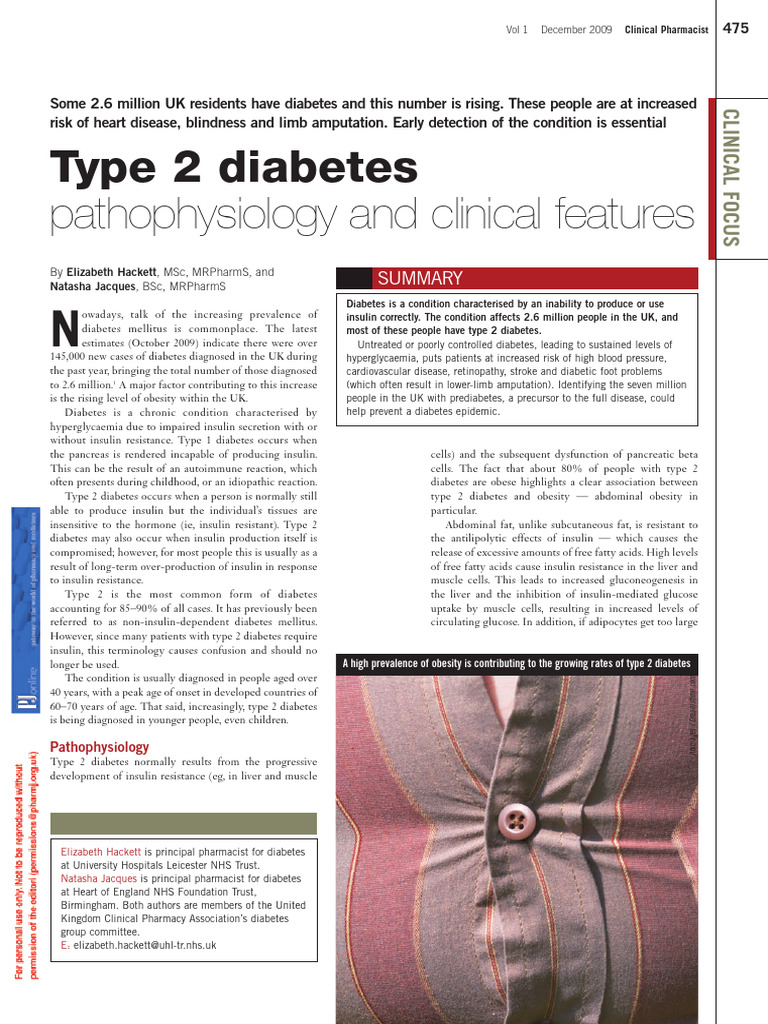 Type 2 Pathophysiology and Clinical Features | PDF | Diabetes | Prediabetes