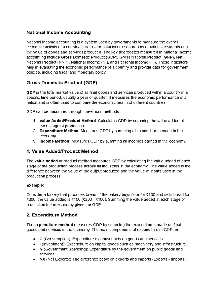 Economy- National Income Handout | PDF | Gross Domestic Product ...