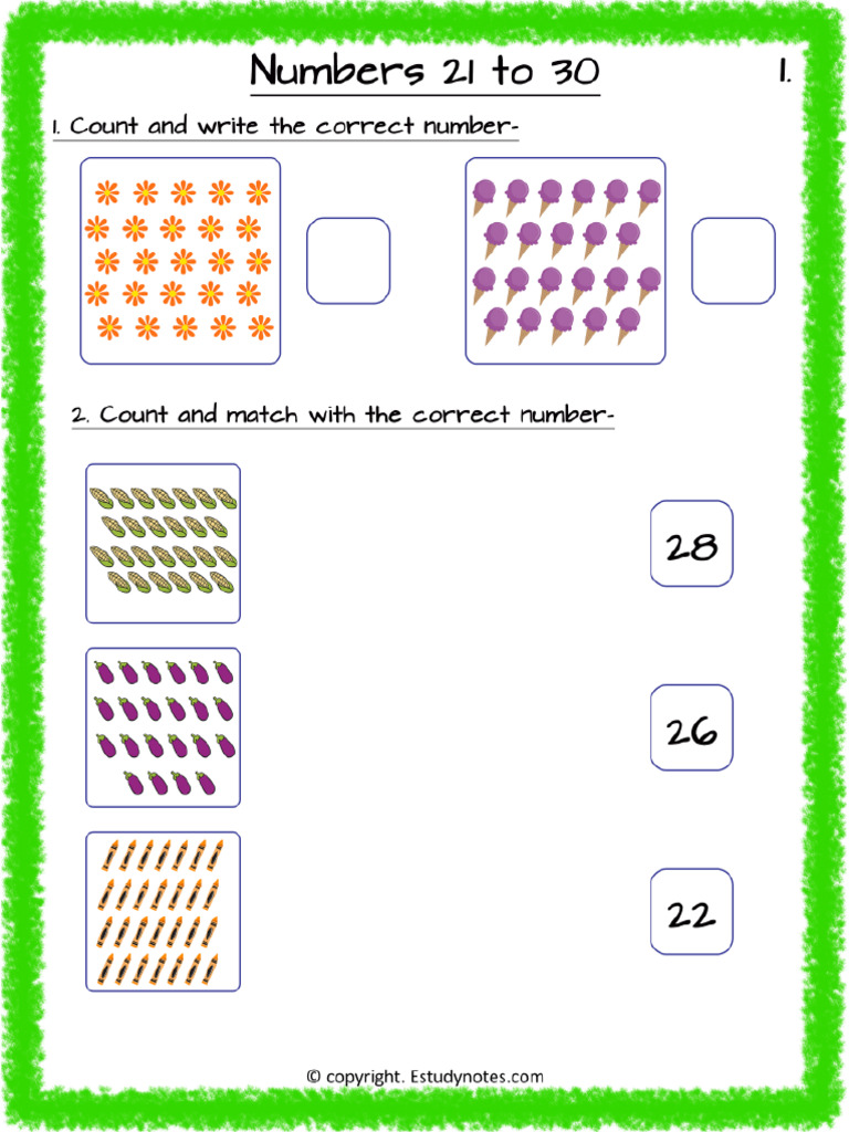 1856 Maths Test Paper-Numbers 21-30 Kindergarten 2-CXCC00000000 ...