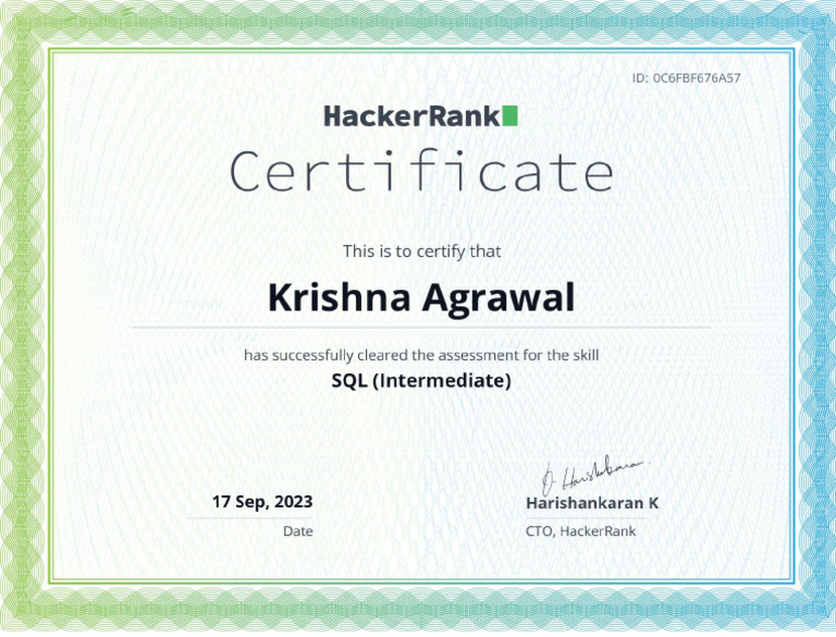 SQL Intermediate Certificate | PDF
