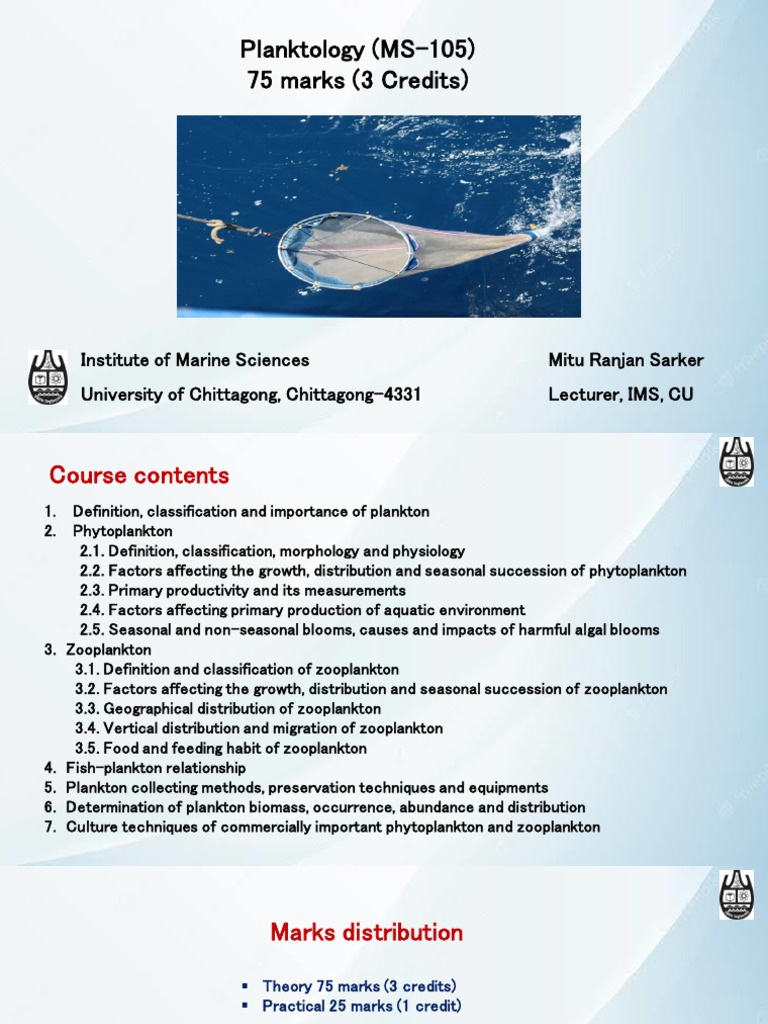Fundamental Concept of Planktology | PDF | Plankton | Phytoplankton