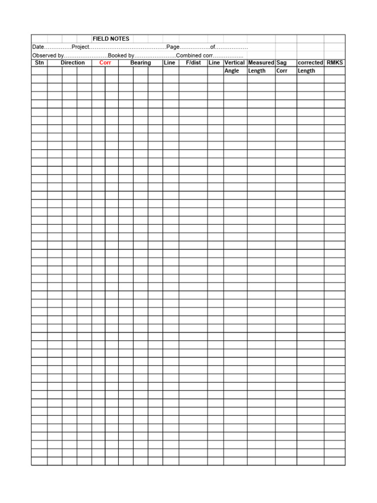 Field Notes Sheet | PDF