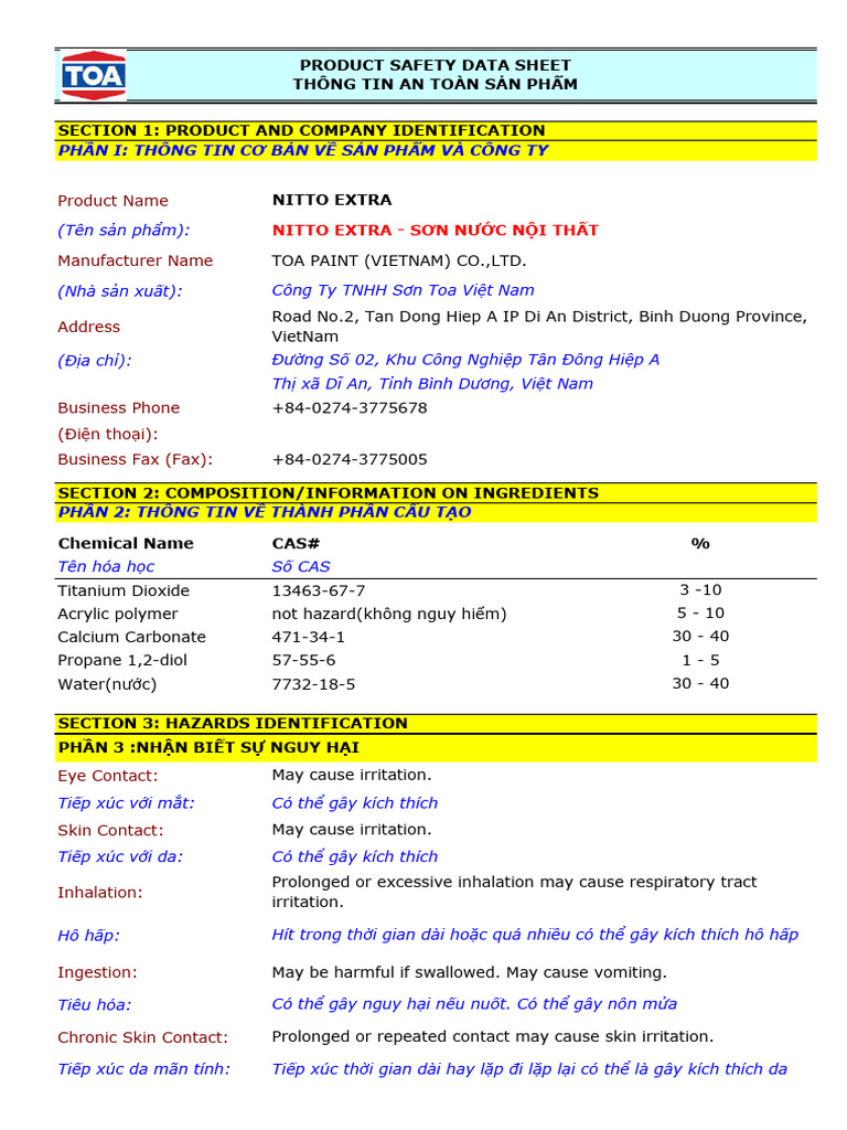 Msds Nitto Extra | PDF