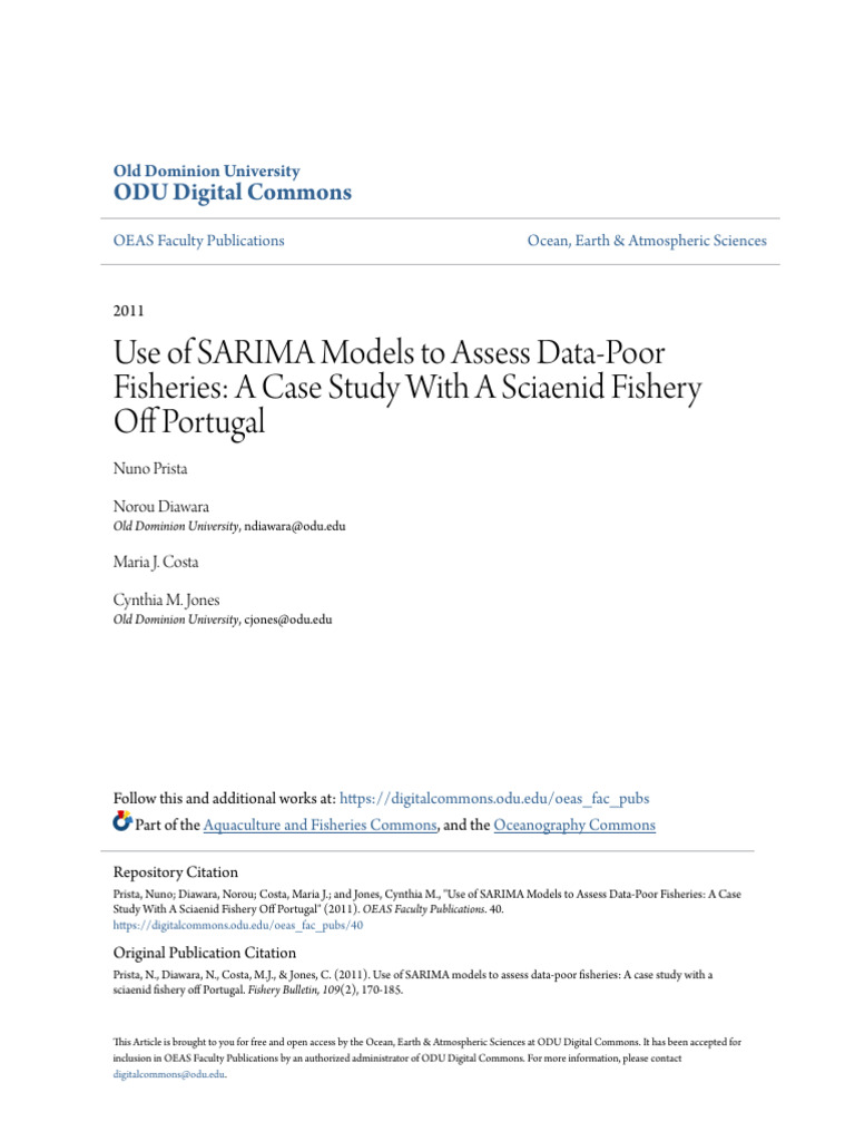 Use of SARIMA Models to Assess Data-Poor Fisheries_ a Case Study | PDF ...