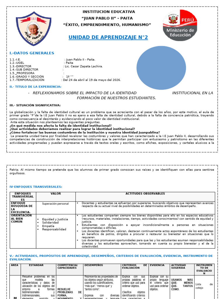 UNIDAD DE APRENDIZAJE Mayo | PDF | María, madre de Jesús | Evaluación