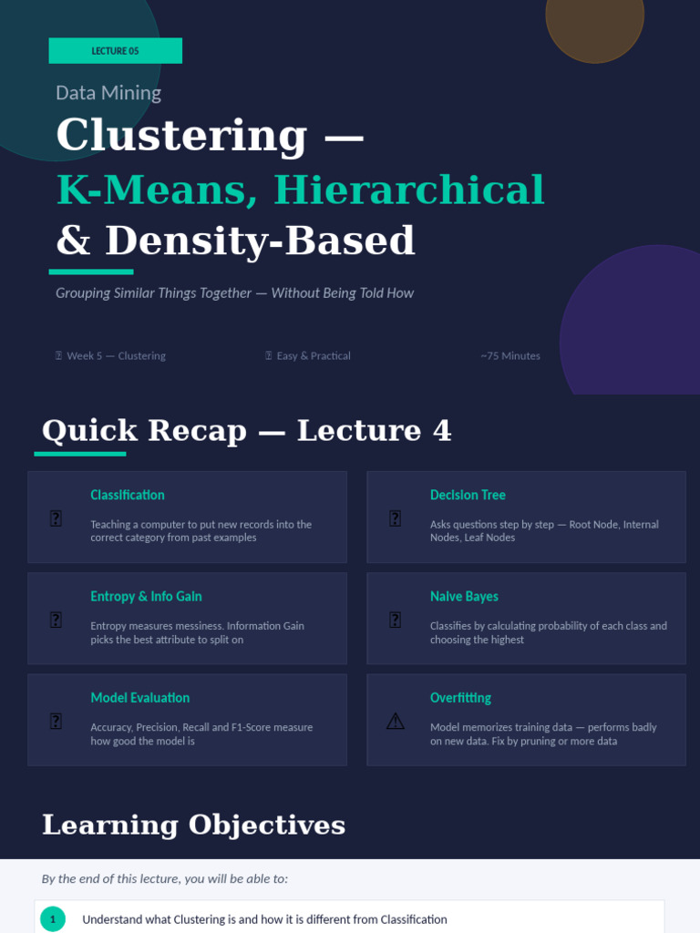 Data Mining Lecture | PDF | Cluster Analysis | Information Science