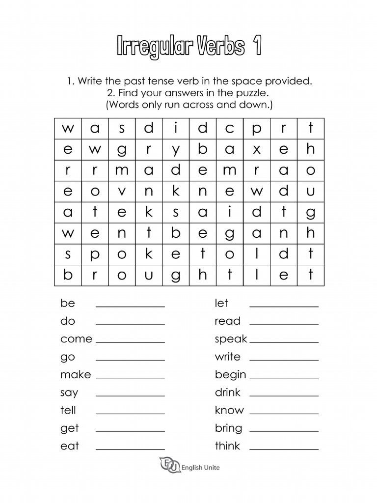 Irregular Verbs Word Search Puzzle1 | PDF