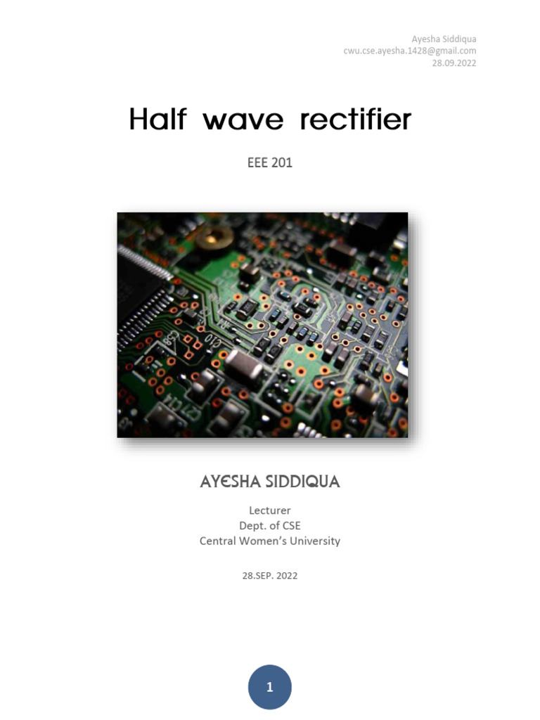 Lec -6 Half Wave Rectifier (1) | PDF | Rectifier | Transformer