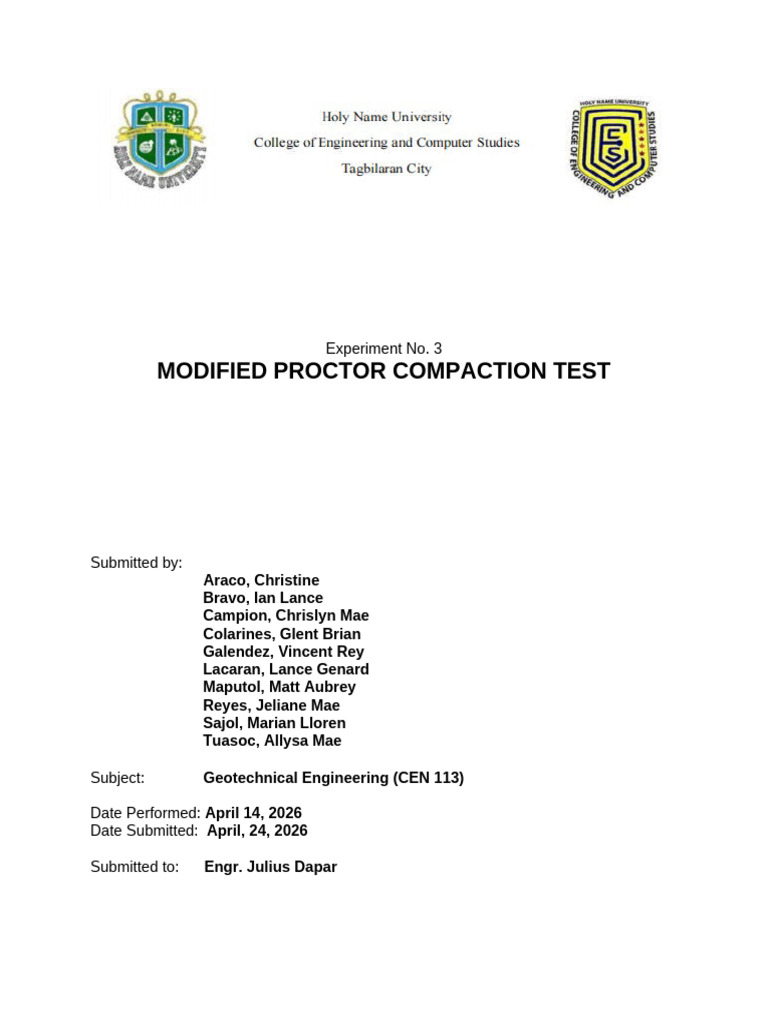 Group 1 Modified Proctor Test | PDF | Soil | Earth Sciences