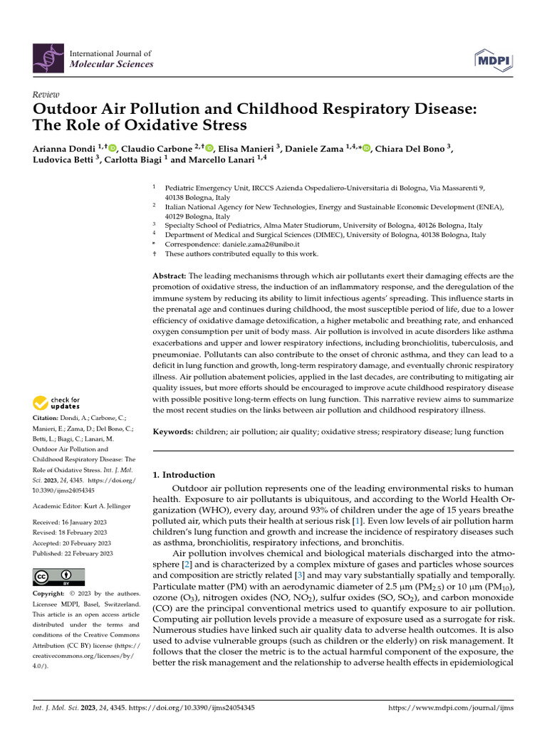 Outdoor Air Pollution and Childhood Respiratory Di (1) | PDF | Air ...