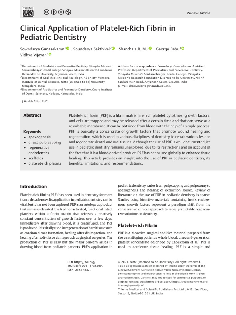 Clinical Application of Platelet-Rich Fibrin in Pe | PDF | Coagulation ...