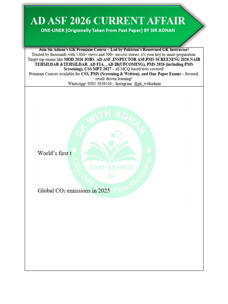 Ad Asf 2026 Current Affair | PDF | Pakistan | Climate Change